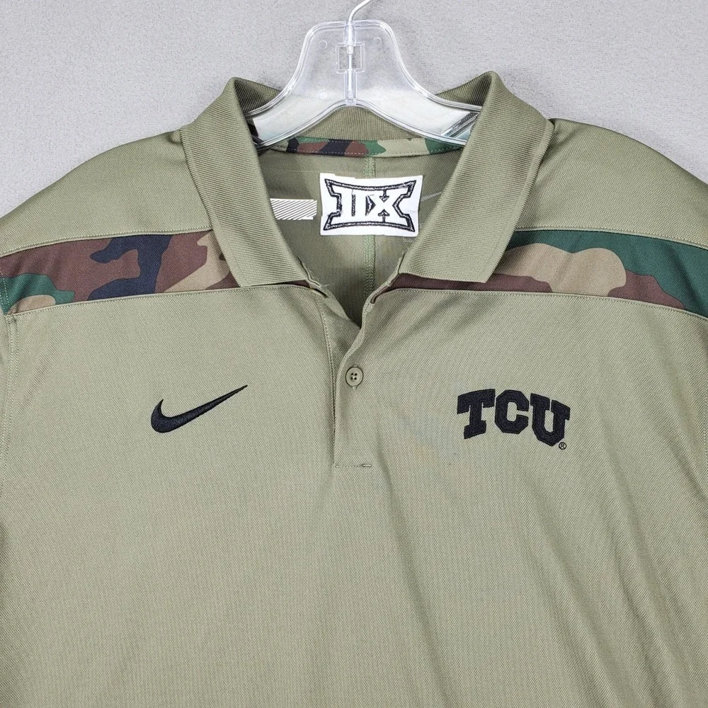 Nike Polo Mens L Olive Green TCU Horned Frogs Military OHT Camo DZ8033-222